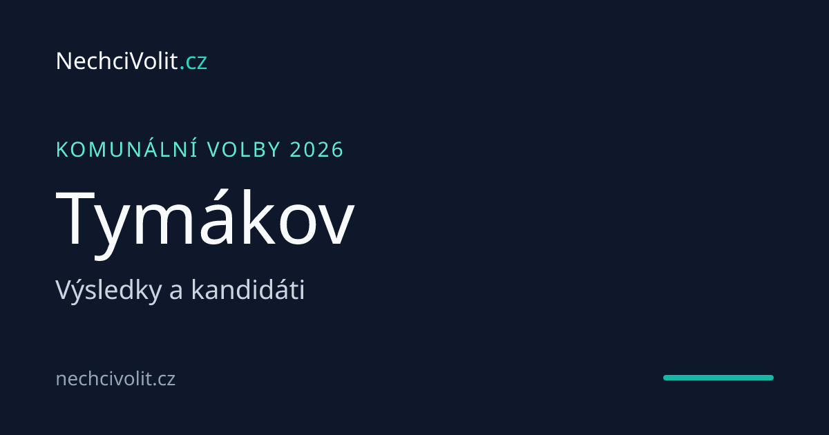 Komunální volby Tymákov 2026 – výsledky a kandidáti | NechciVolit.cz